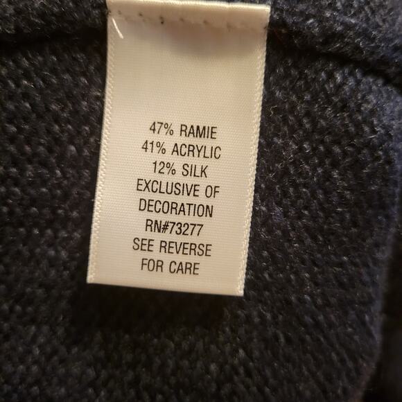 Croft and Barrow Small Blue Embroidered Floral Silk Blend Sweater - Picture 6 of 6